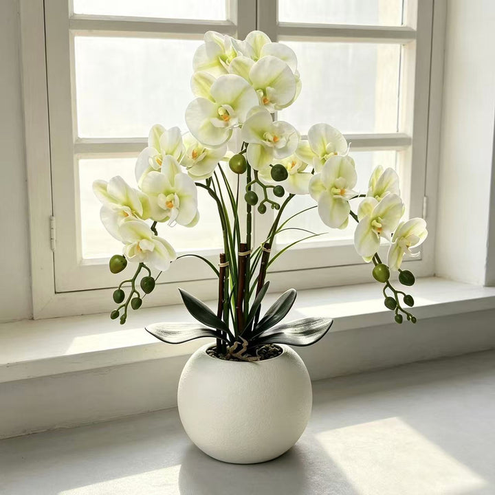 Elegant Artificial Orchid Plant Arrangement for Home Decor