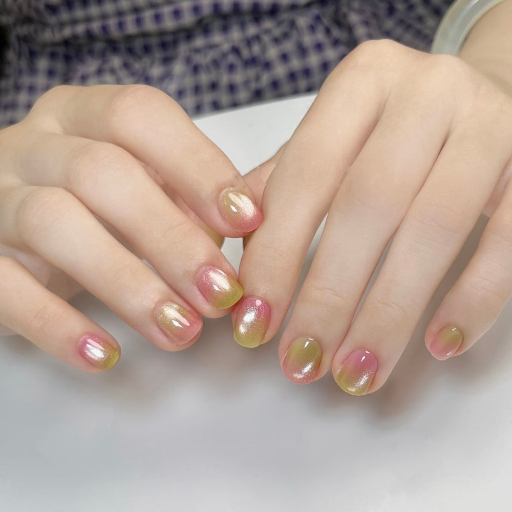 Artistic Press-On Nail Set with Bow and Gemstone Detail Kalsten