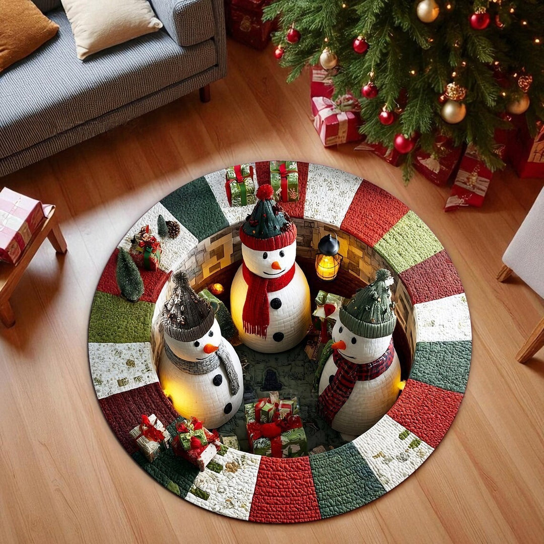 3D Holiday-Themed Circular Area Rug for Home