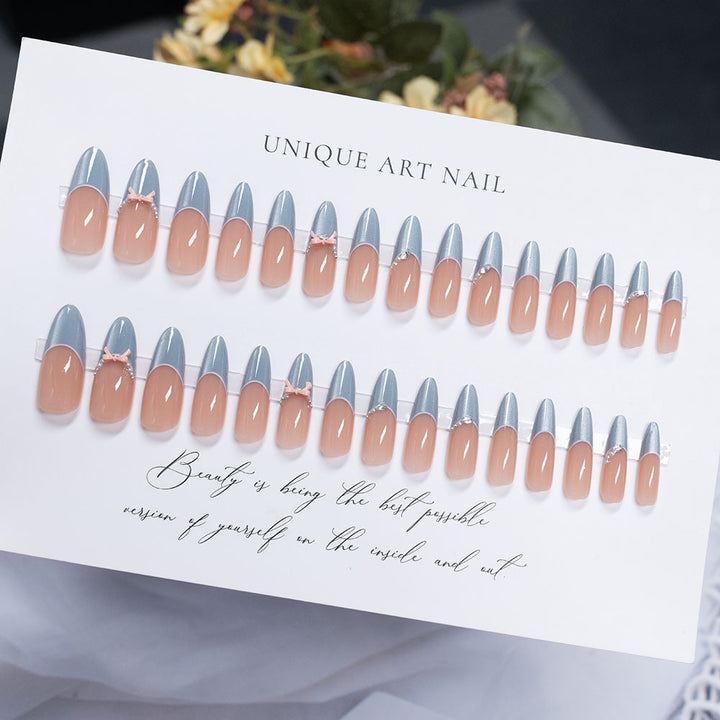 Artistic Press-On Nails with Ocean-Inspired Design