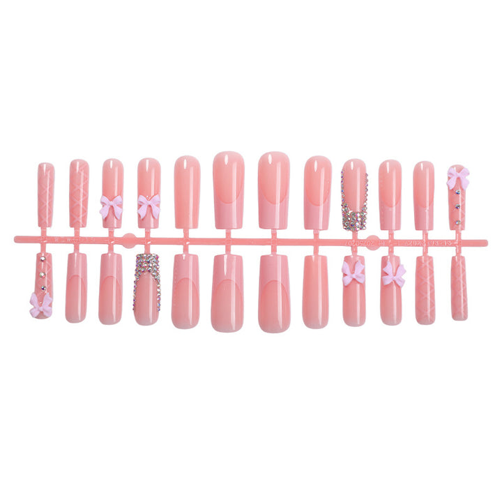 Decorative Nail Art Press-On Set with Bow and Gem Accents kalsten