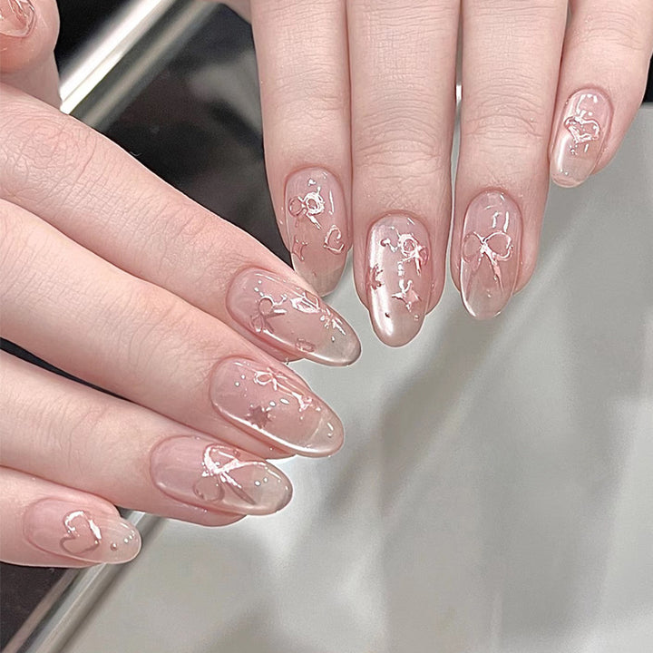 Stylish Press-On Nail Set with Elegant Floral Accents Kalsten