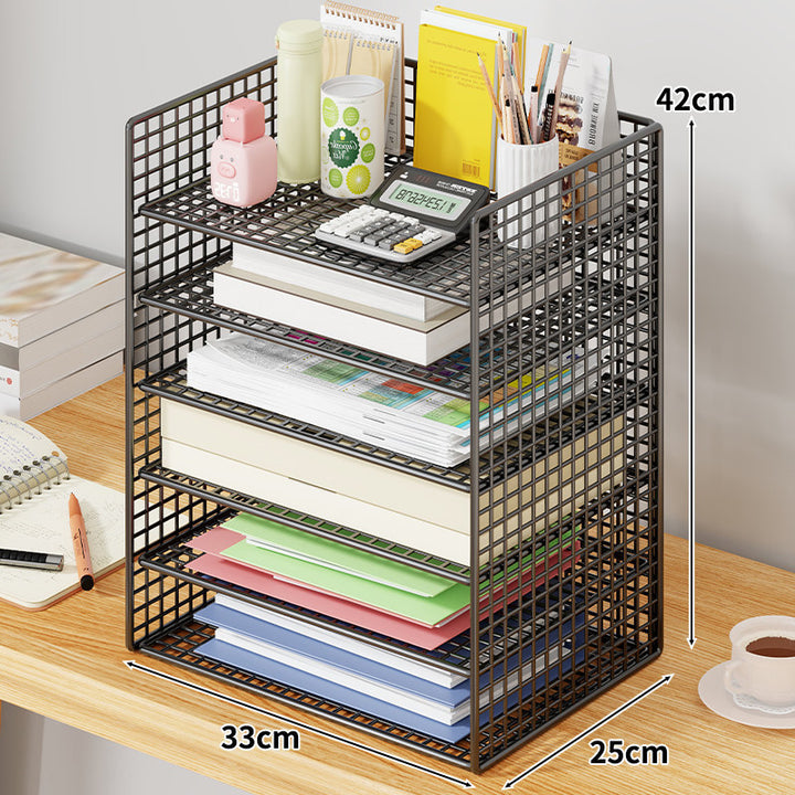 Mesh Two-Tier Desktop Document and Stationery Organizer