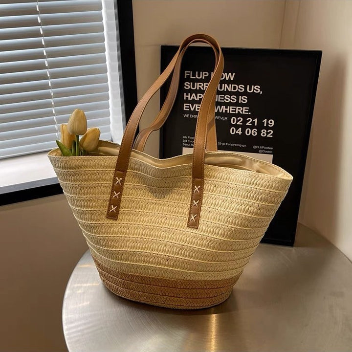Stylish beach bag with leather handles Kalsten