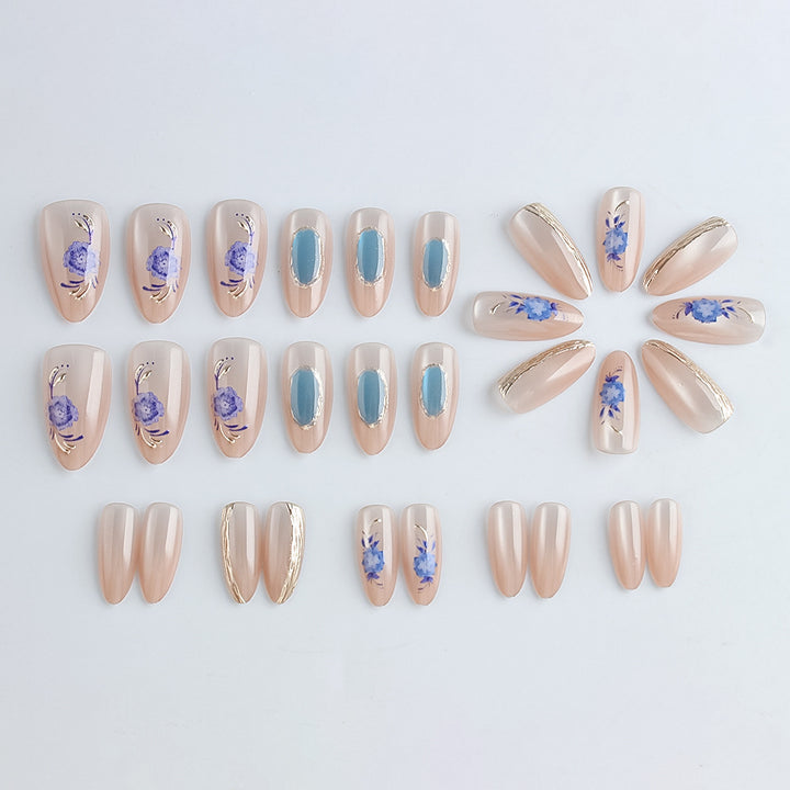 Artistic Floral Press-On Nail Art Set Kalsten