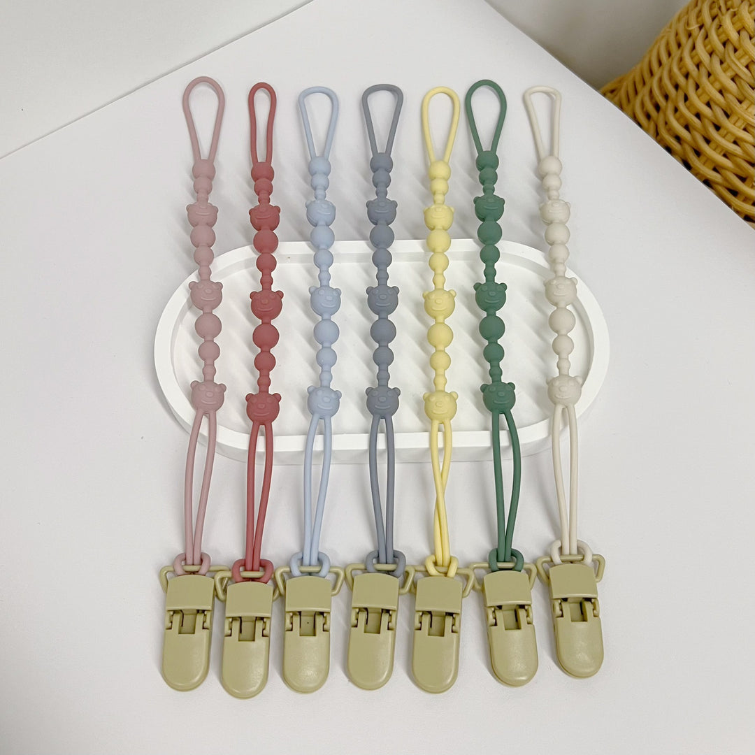 Silicone Beaded Pacifier Clip with Safety Lock