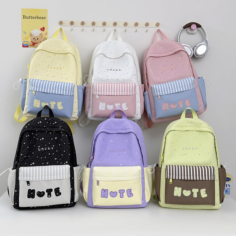 Cute Illustrated Star-Embellished Backpack Kalsten