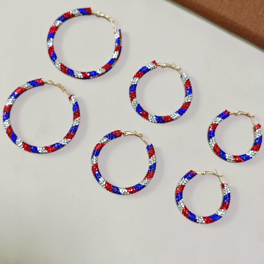 Women's handcrafted crystal pavé hoop earrings with curved tube element and clasp closure Kalsten