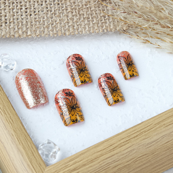 Artistic Leaf Design Press-On Nails Kalsten