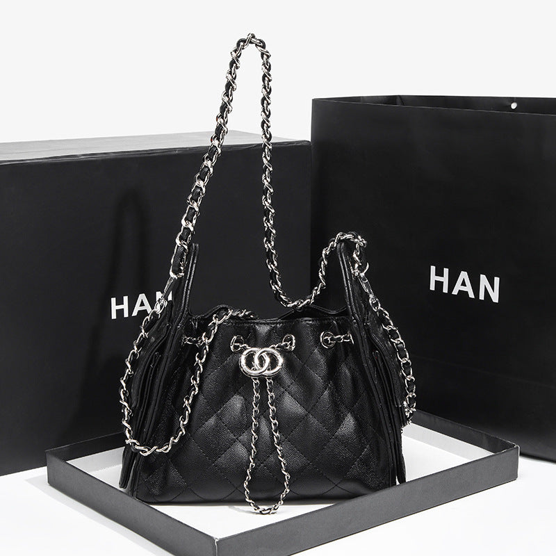 Elegant Quilted Drawstring Handbag