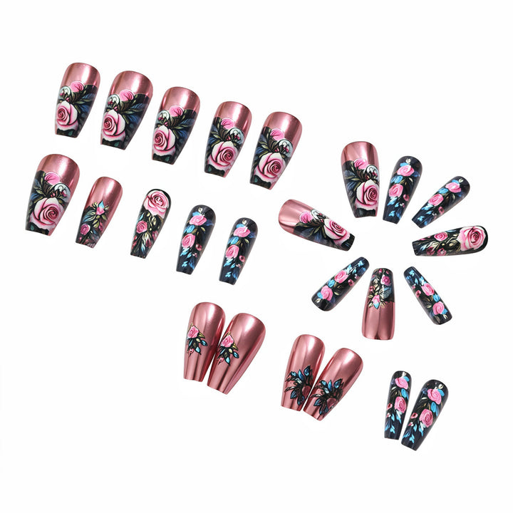 Artificial nails with floral rose pattern Kalsten