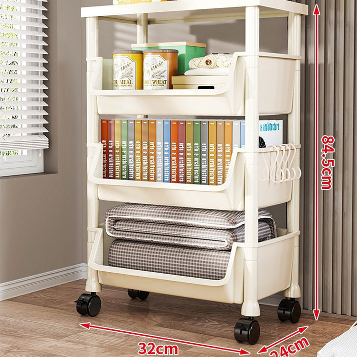 Compact Two-Tier Rolling Utility Cart with Deep Removable Plastic Bins