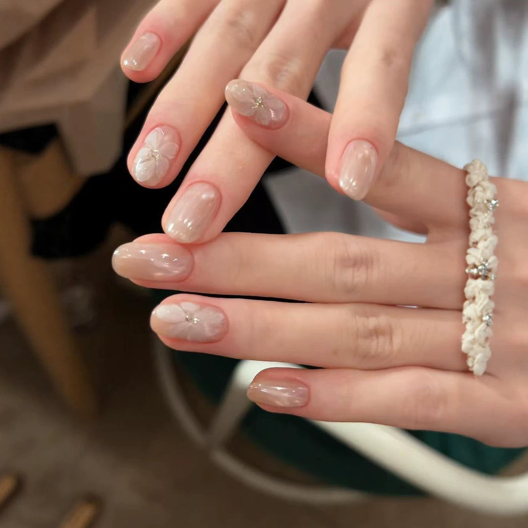 Artistic Floral Press-On Nail Enhancements