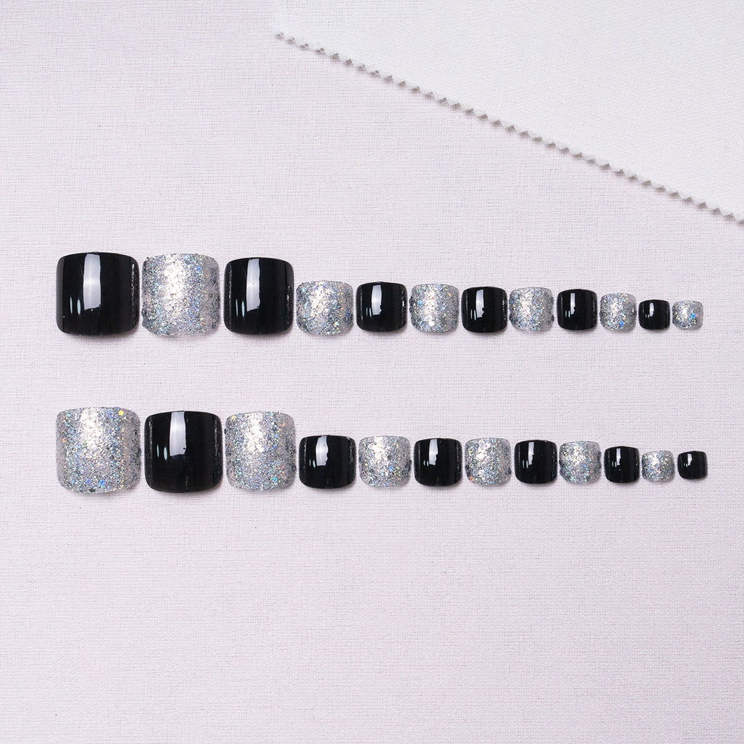 Sparkling Glitter Pedicure Nail Art