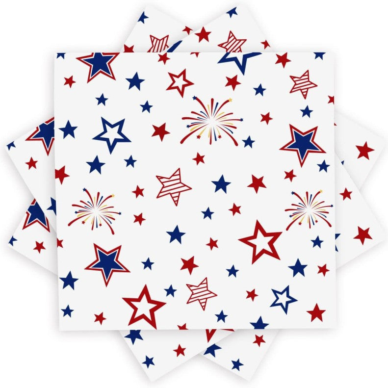Unisex nan festive star patterned disposable party napkin with fireworks motif Kalsten
