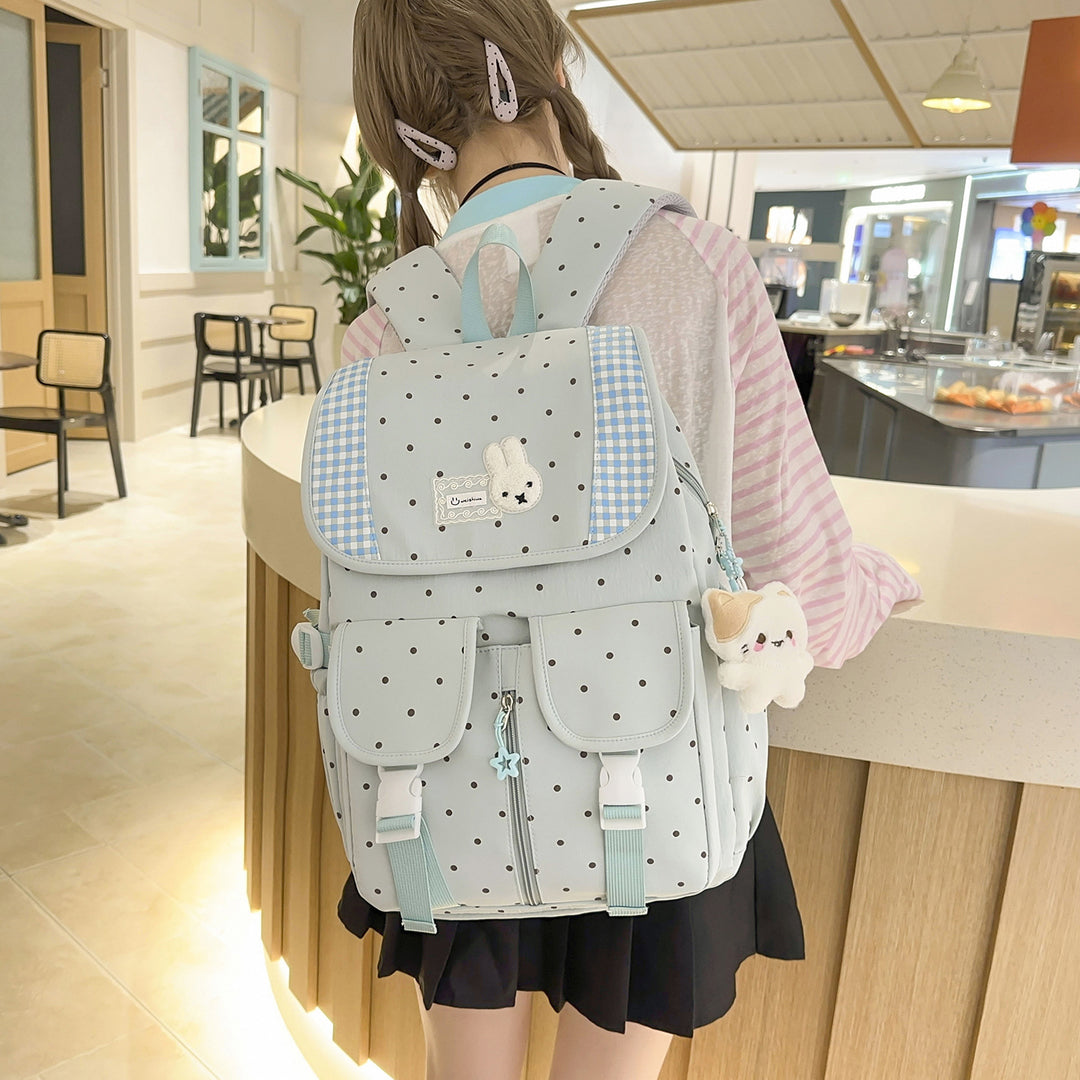 Cute Illustrated Polka Dot Backpack Kalsten