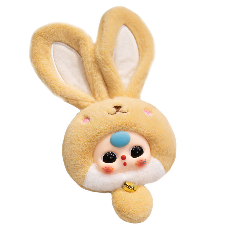 Bunny Plush Bag Charm with Bell and Collectible Resin Face Kalsten