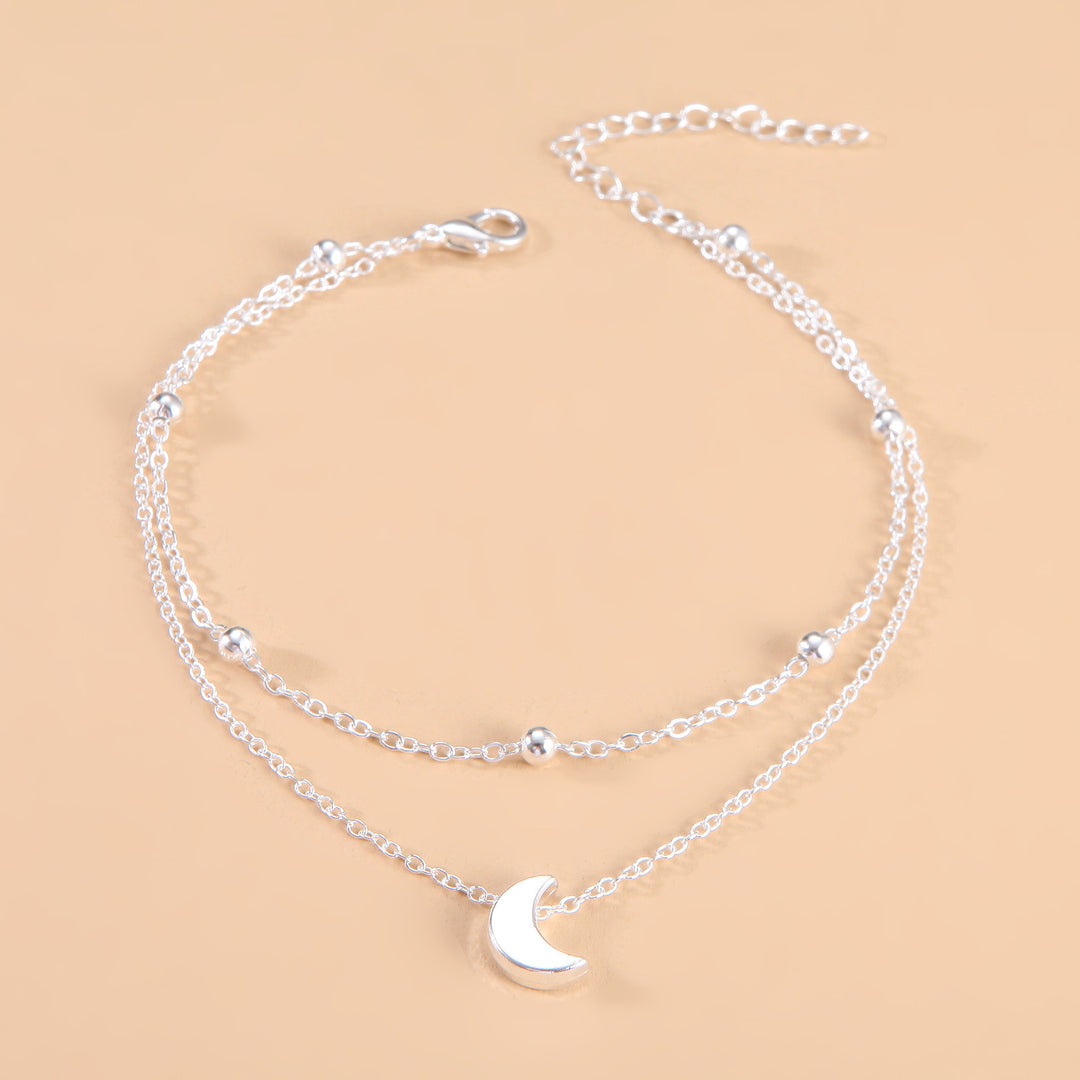 Double Layered Moon Charm Anklet Kalsten
