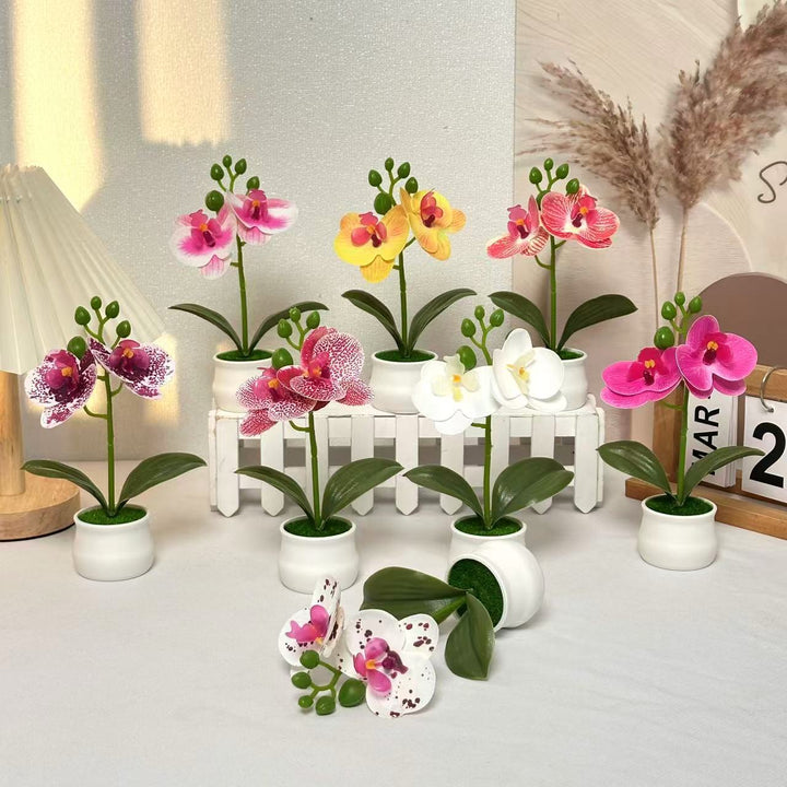 Realistic Artificial Orchid Floral Arrangement for Home Decor