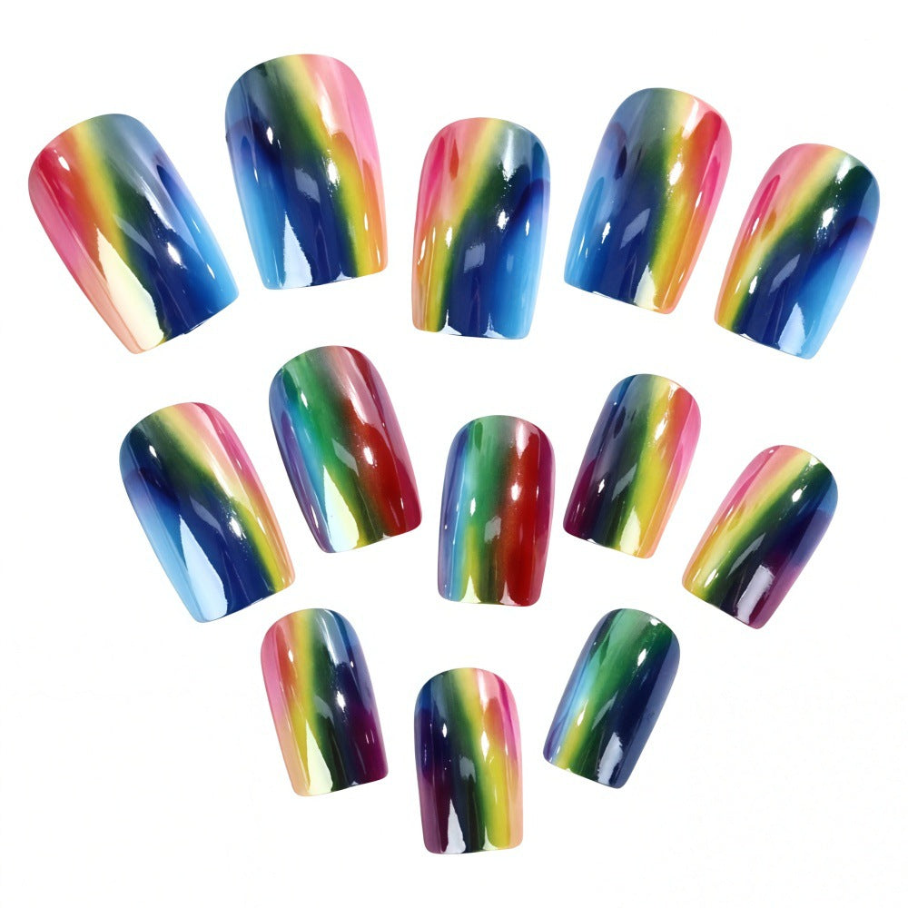 Colorful artificial nails in rainbow design Kalsten