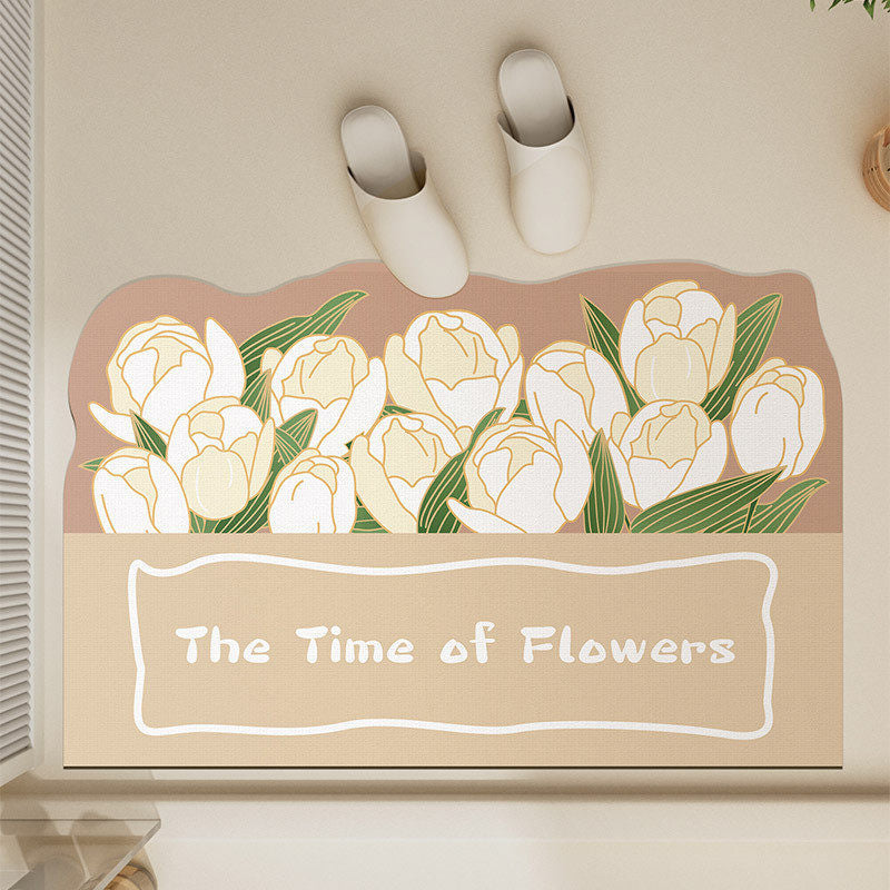 Floral Design Bath Rug for Bathroom Floors