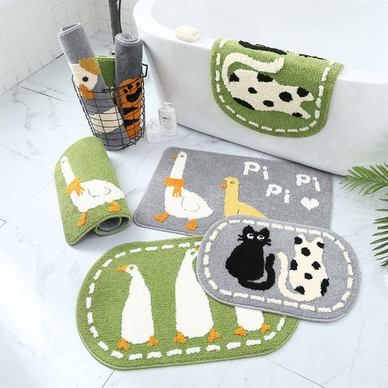 Fun Cartoon Crocodile Bath Mat for Bathroom