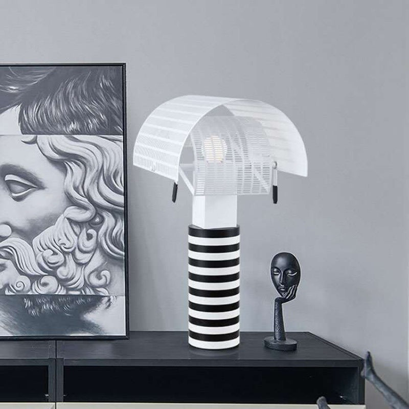 Modern Decorative Table Lamp with Striped Base