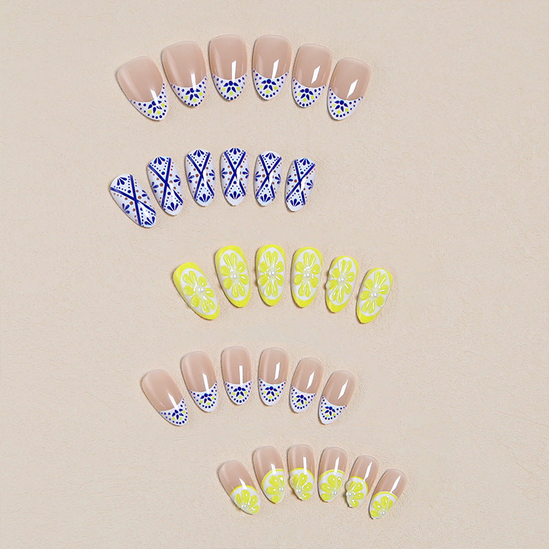 Creative Nail Art Set with Lemon and Flower Designs Kalsten