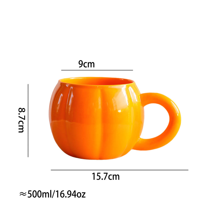 Ceramic mug with ergonomic handle and ribbed balloon shape