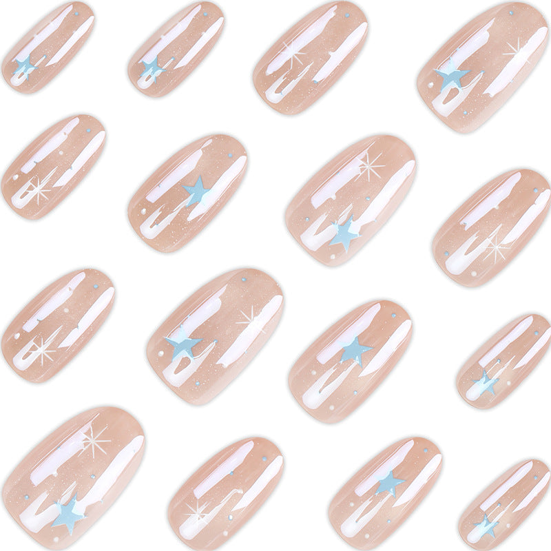 Artistic Press-On Nail Set with Celestial Design Kalsten