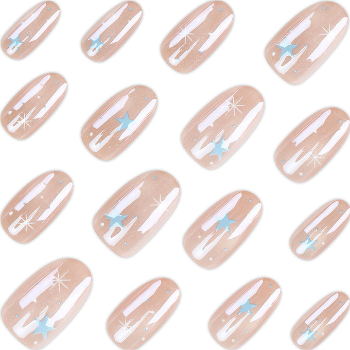 Artistic Press-On Nail Set with Celestial Design Kalsten