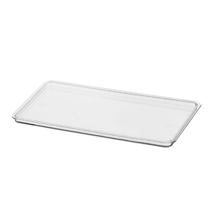 Versatile storage box made of clear plastic with side grip openings and ribbed bottom