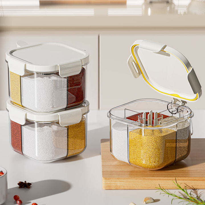 Kitchen Airtight 3-Compartment Storage Container with Removable Dividers and Secure Snap Closure