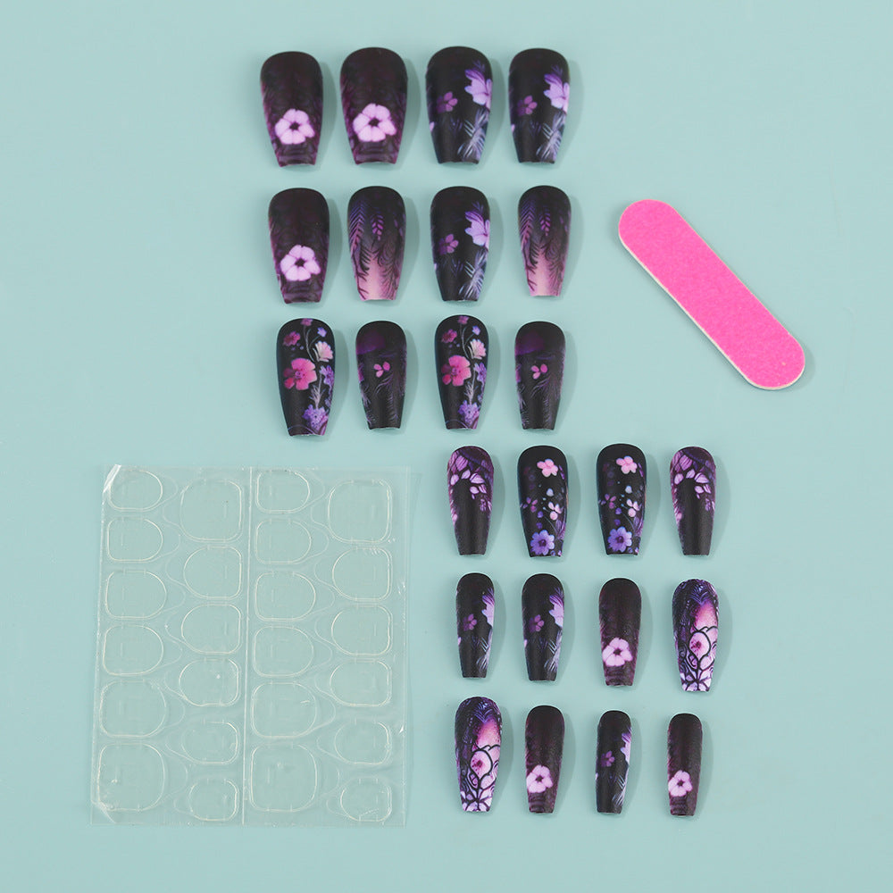 Artificial nails with floral and matte patterns Kalsten