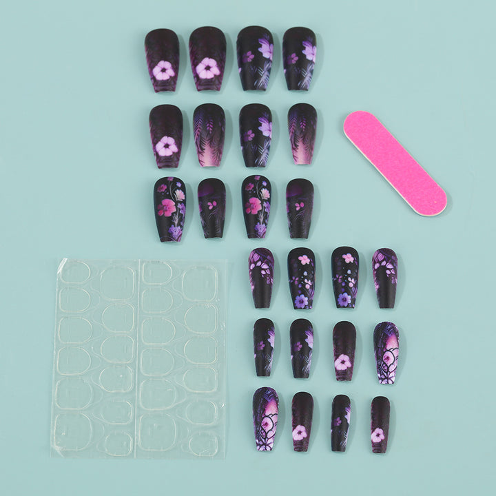 Artificial nails with floral and matte patterns Kalsten