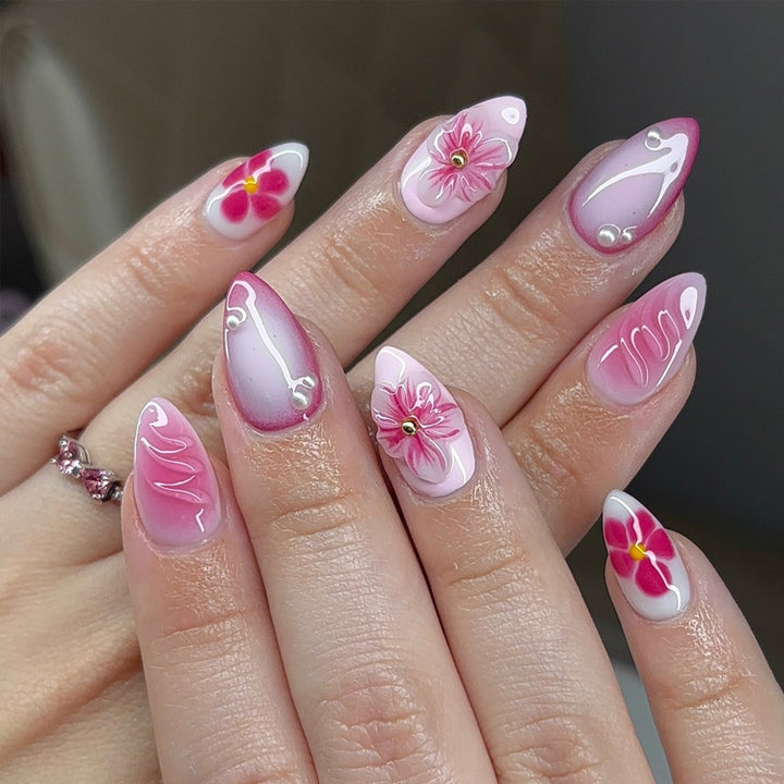 Artistic Floral Stiletto Press-On Nails Set Kalsten