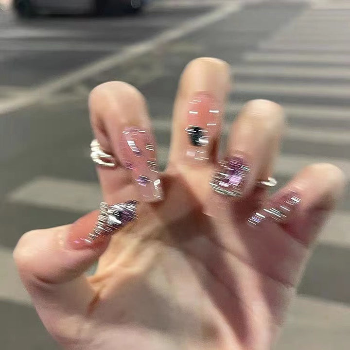 Sparkling Rhinestone-Embellished Press-On Nail Set
