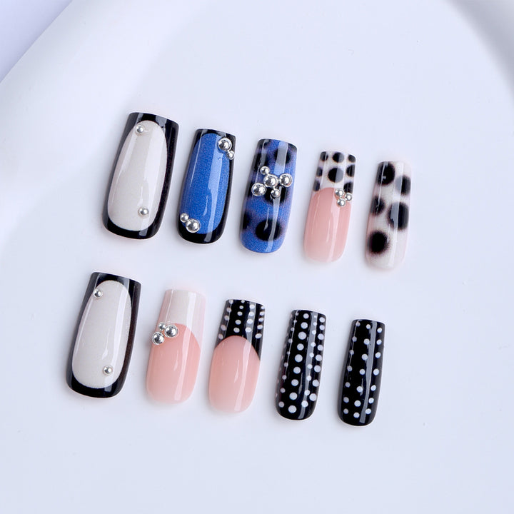 Stylish Point and Marble Design Artificials Nails Kalsten