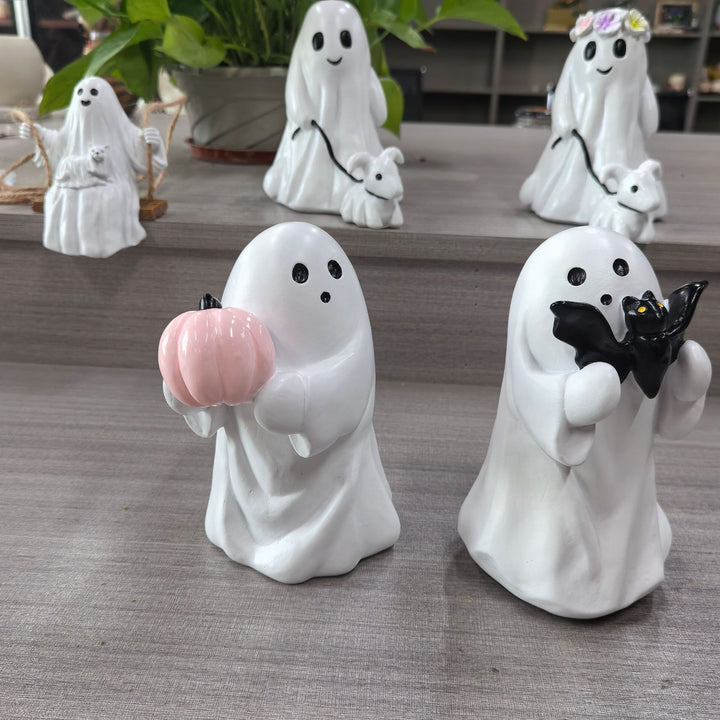 Whimsical Ghost and Bat Figurine Kalsten