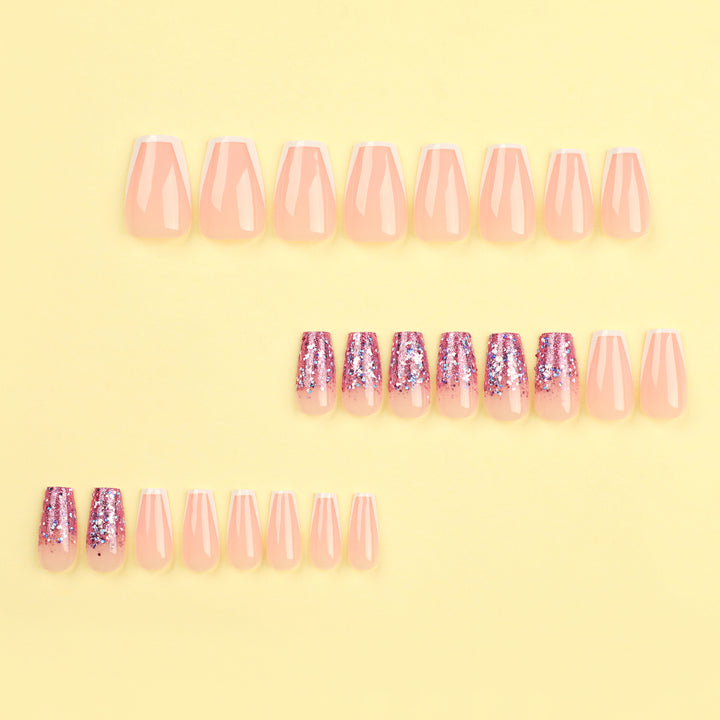 Glamorous glitter nails with elegant French tip design Kalsten