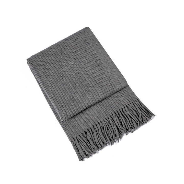 Luxurious Textured Knit Fringe Throw Blanket Kalsten