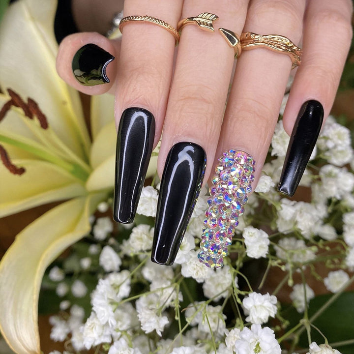 Glamorous Stiletto Press-On Nail Set with Rhinestone Accents