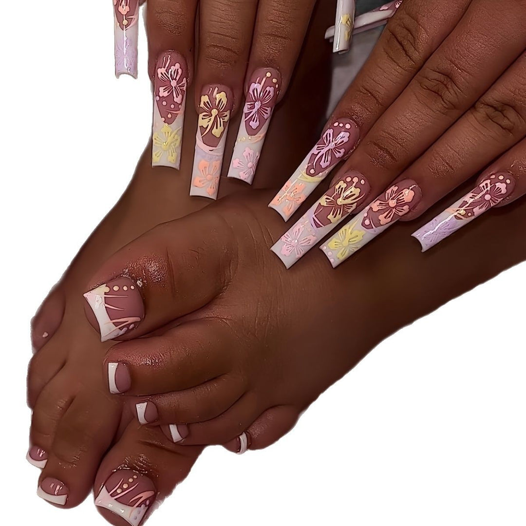 Decorative Floral Press-On Pedicure Set Kalsten