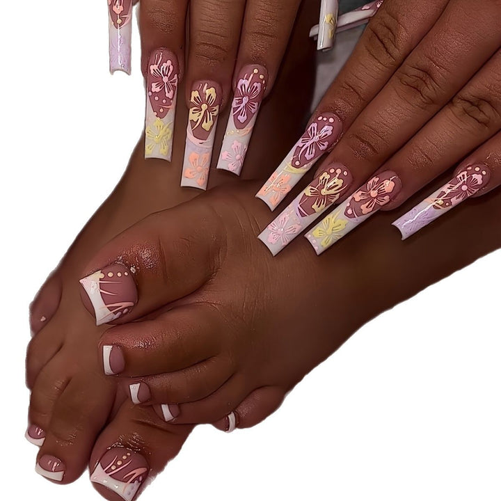 Decorative Floral Press-On Pedicure Set Kalsten