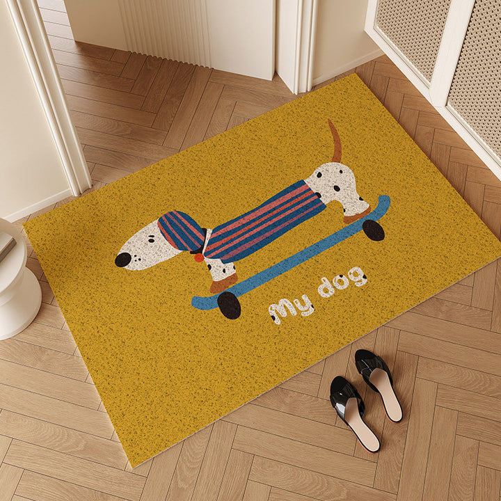 Playful Cartoon Dog-Themed Entrance Mat