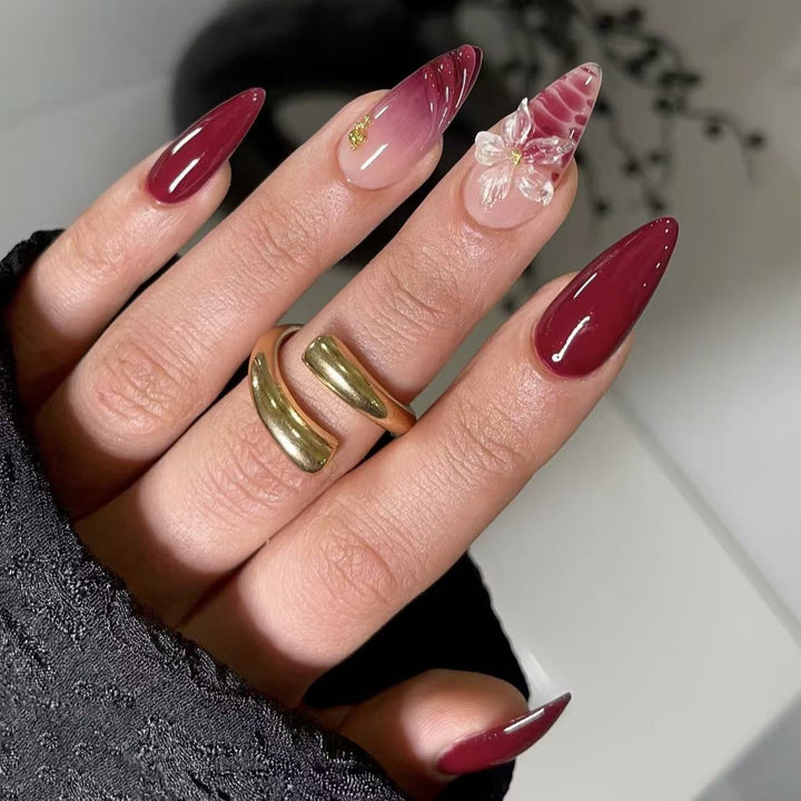 Artistic Floral Stiletto Press-On Nails