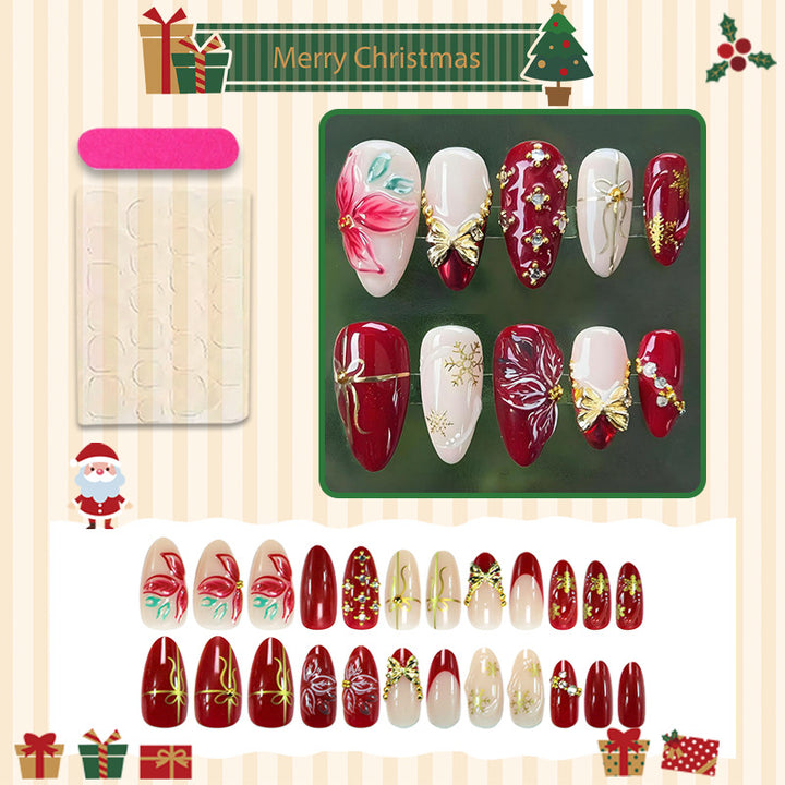 Artificial nail set with festive Christmas motifs and elegant embellishments Kalsten