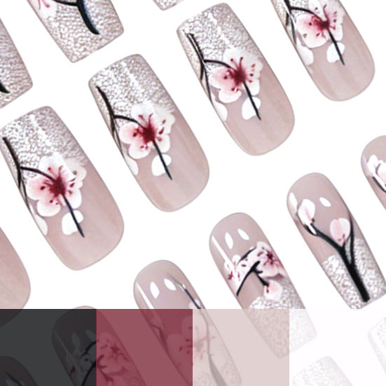 Floral Glitter Acrylic Nail Enhancements Kalsten