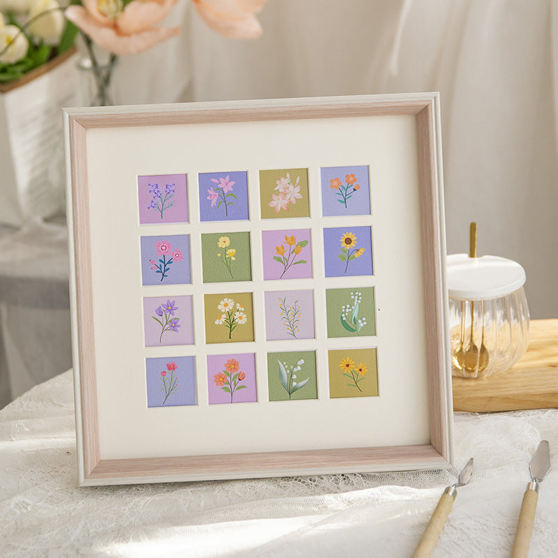 Framed Floral Art Collage Display for Home