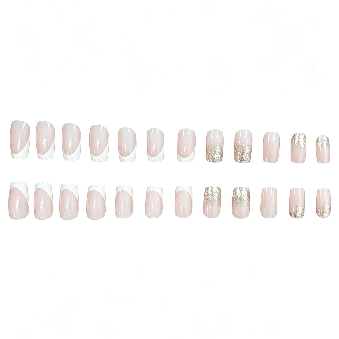 Glamorous French Tip Glitter Nail Extensions Kalsten